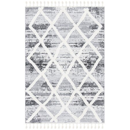 Safavieh 3 x 5 ft. Moroccan Tassel Shag Contemporary Rectangle Power Loomed Rug - Gray & Ivory MTS674F-3